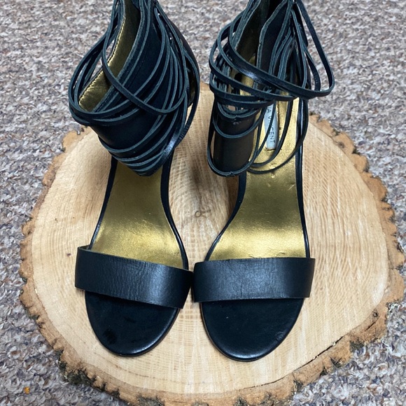 4” heel black sandal shoes